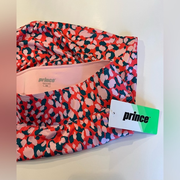 PRINCE SPORTS Skort Tennis Golf Blazing Cherry Leopard  Print Pink Grey Knit - Picture 2 of 10